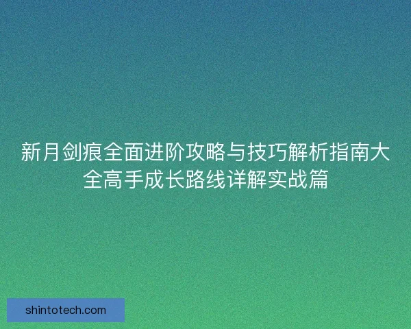 新月剑痕全面进阶攻略与技巧解析指南大全高手成长路线详解实战篇