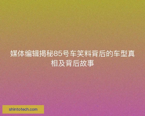 媒体编辑揭秘85号车笑料背后的车型真相及背后故事