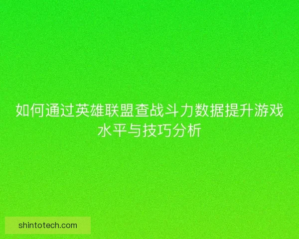 如何通过英雄联盟查战斗力数据提升游戏水平与技巧分析